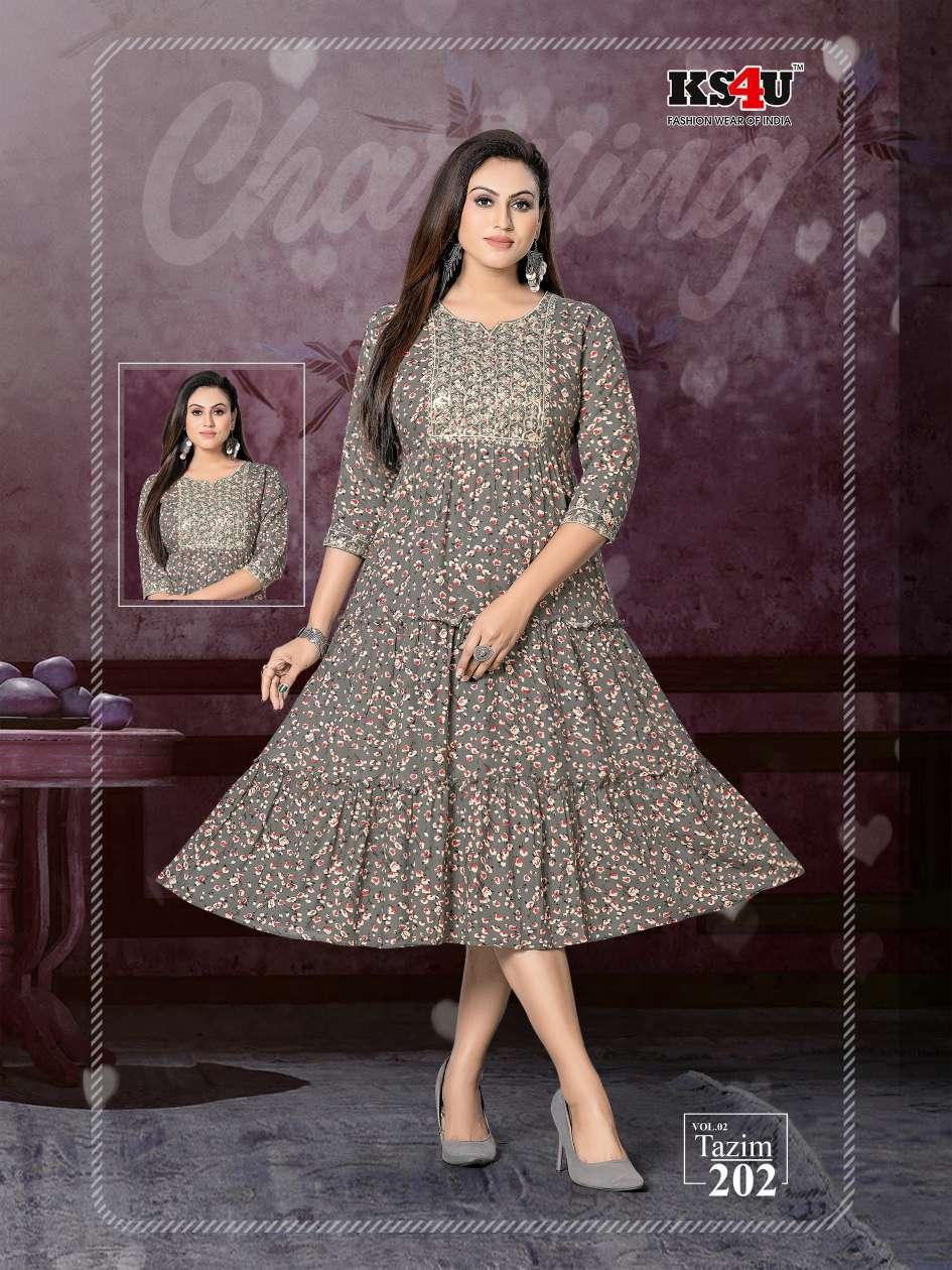 KS4U Tazim 2 Fancy Wear Wholesale Anarkali Kurtis Catalog
